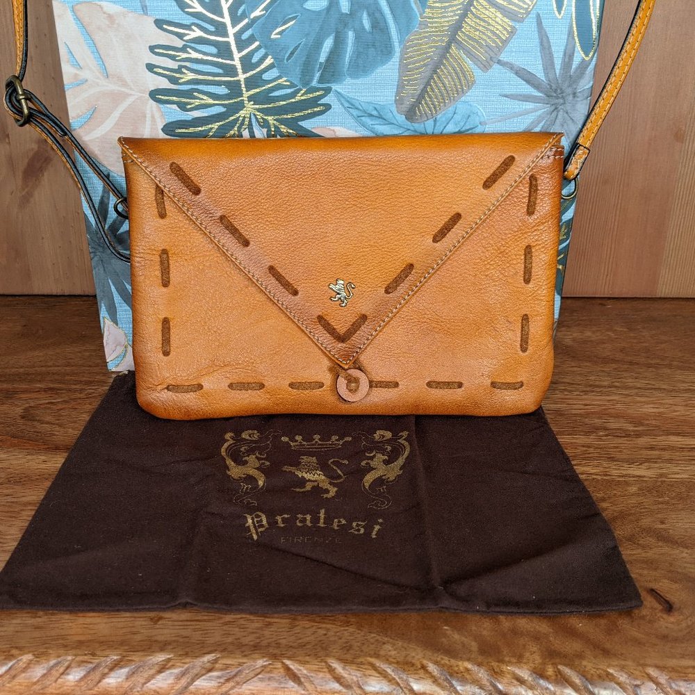 Pratesi Firenze Leather Clutch Crossbody Bag Italy - Picture 9 of 10
